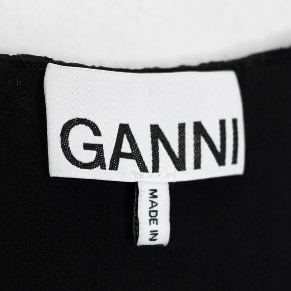 Ganni Ruched Stretch Lace Top Black Sweetheart Neckline Whimsigoth SZ 6 US - Picture 6 of 8